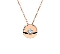 EDELIND Collana Punto Luce Oro Rosa 585 con Diamante 0.04 ct - Ciondolo a Disco, Lunghezza 45 (cm