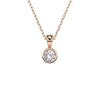 EDELIND Collana Punto Luce Oro Rosa 585 con Diamante 0.10 ct - Ciondolo a Disco, Lunghezza 45 cm