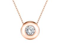 EDELIND Collana Punto Luce Oro Rosa 585 con Diamante 0.15 ct - Ciondolo a Disco, Lunghezza 45 cm