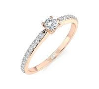EDELIND Solitär Eternity Ring Rosegold 585 mit 0.1+0.16 ct Diamanten - Verlobungsring Damen Größe 56 (Ø17.8 mm), Antragsring mit Geschenkbox