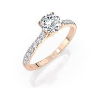 EDELIND Solitär Eternity Ring Rosegold 585 mit 0.5+0.21 ct Diamanten - Verlobungsring Damen Größe 56 (Ø17.8 mm), Antragsring mit Geschenkbox