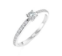 EDELIND Solitär Eternity Ring Weißgold 585 mit 0.1+0.16 ct Diamanten - Verlobungsring Damen Größe 56 (Ø17.8 mm), Antragsring mit Geschenkbox