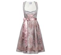 Edelnice Trachtenmode Dirndl Aurelie per bambini, con grembiule in pizzo, taglia 92-164, argento, 6 anni