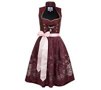 Edelnice Trachtenmode Esclusivo design colletto alto Midi Dirndl Stella con pizzo grembiule Dirndl e Charivari, taglia 34-54, Colore: rosso, 56