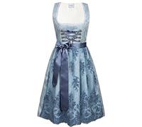 Edelnice Trachtenmode Midi Dirndl azzurro Cloe con pizzo grembiule Dirndl e Charivari, taglia 32-54, Blu, 42