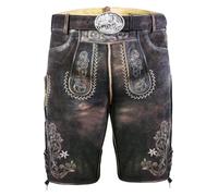 Edelnice Trachtenmode, Pantaloni corti tradizionali in pelle di capra di alta qualità, vari modelli, Taglie 44-66, marrone scuro., 70