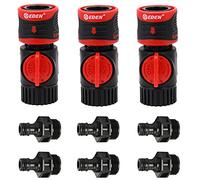Eden 93218 Premium Garden Connect con valvola di intercettazione e funzione di arresto e blocco dell'acqua, kit di sgancio rapido per tubi flessibili e adattatori, (3 set/9 pezzi)