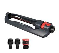 Eden 94105 Irrigatore d'acqua oscillante regolabile a 2 vie per prato e giardino con set di avviamento a connessione rapida, copre fino a 3.600 mq, base pesante