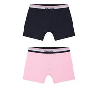 Eden Park - Confezione di due boxer in jersey di cotone elasticizzato a tinta unita con fascia elastica tricolore blu navy e rosa - - Underwear - Donna - Multicolore - S