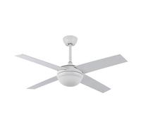 Eden pulse Ventilatore da soffitto bianco 4 pale reversibili faggio, 2 portalampada E27, telecomando, timer, 35/45x116,8x116,8 cm