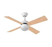 Eden pulse Ventilatore da soffitto con pale reversibili bianco/faggio, 2 lampadine E27, telecomando incluso, 40 x 107 x 107 cm