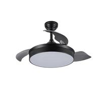 Eden pulse Ventilatore da soffitto nero a 6 velocità, 3 pale a discesa, 39/49x45/109 cm, telecomando, timer
