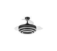 Eden pulse Ventilatore da soffitto nero con luce LED 3 pale trasparenti 72 W, design moderno a cerchi 43/58 x 50/107 cm