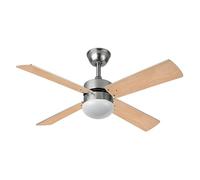 Eden pulse Ventilatore da soffitto nichel con pale reversibili faggio/argento, 2 lampadine E27, telecomando incluso, 40 x 107 x 107 cm