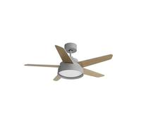 Eden pulse Ventilatore grigio 5 pale bianco/faggio 25W, 6 velocità, 3 temperature, 40/55x132x132 cm