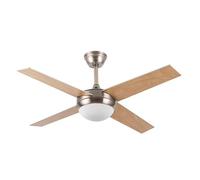 Eden pulse Ventilatore nichel 4 pale faggio/wenge, 2 portalampada E27, telecomando, 35/45x116,8x116,8 cm