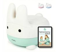 EDEN RAE® Vasino per bambini - Comodo WC per bambini con coperchio e design a coniglietto - Ergonomico, antiscivolo, senza BPA, incluso e-book per l'allenamento vasino e biglietto di ricompensa