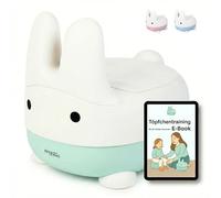 EDEN RAE® Vasino per bambini - Comodo WC per bambini con coperchio e design a coniglietto - Ergonomico, antiscivolo, senza BPA, incluso e-book per l'allenamento vasino e biglietto di ricompensa