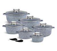 Edenberg, Set di 14 pentole marmorizzate, 1,3 l, 2,3 l, 3,3 l, 4,5 l, 5,6 l, 6,8 l, adatte per induzione. EB-8144 + cappucci