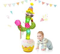 Edencomer Cactus che balla e ripete, volume regolabile cactus parlante canta 10 canzoni volume regolabile, Styling per il compleanno cactus ha una funzione di registrazione di bagliori danzanti
