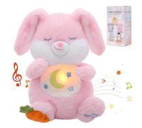 Edencomer Peluche che respira - pupazzo che respira con simulazione di respirazione, musica e luce notturna, coniglio che respira per accompagnare i bambini a dormire