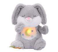 Edencomer Peluche che respira - pupazzo che respira con simulazione di respirazione, musica e luce notturna, coniglio che respira per accompagnare i bambini a dormire