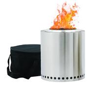 Edenoutdoor Braciere, braciere da campeggio, diametro 28 cm, decorazione per giardino, terrazza e balcone, per pellet/legno, in acciaio inox, senza fumo, colore: argento