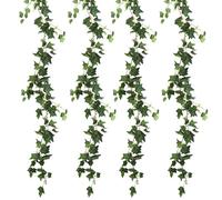 Edera Finta Pianta Artificiale Rampicante Ghirlanda 4 Pezzi, Lunghezza 180cm, Viti Finte Realistiche, Edera Finta per la Stanza, Cucina, Patio, Altalena, Matrimonio, Camera, Ufficio, Festa, Verde
