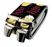 EDERER Bretelle da uomo - motivo birra - 3,5 cm di larghezza, regolabili 65 - 125 cm - Forma a X - clip robuste e comfort elevato - ideale per il tempo libero, il lavoro e come elegante regalo P-004