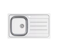Edesa Lavello cucina con scolapiatti 1 seno VELETA SE 86 x 50 cm sopra piano di lavoro profondità 18 cm base fondo assorbente accessori inclusi colore grigio acciaio inossidabile