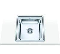 Edesa | Lavello sopra piano | Modello VELETA SE 50 1C | Lavello da incasso | 1 secchio quadrato | Lavello da cucina con foro per rubinetto | Larghezza di 50 cm | Finitura in acciaio inossidabile