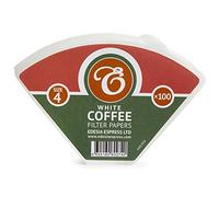 EDESIA ESPRESS - 100 Filtri da Caffè Conici in Carta - Filtro Caffè N.4 per Caffettiera Manuale, Metodo Pour-Over e Infusione Delicata - Misura 4 Bianco