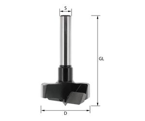 Edessö Punta Forstner WS- (acciaio per utensili), Z=2+2, rotazione in senso orario, ø10, GL90, S8 Quantità:1