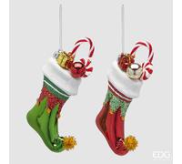 EDG Enzo De Gasperi Addobbo di Natale Calza H 14 Cm Ass. Green Red