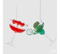 EDG Enzo De Gasperi Addobbo di Natale Cocktail H 11 Cm Ass. Green Red