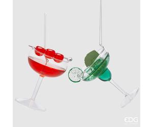 EDG Enzo De Gasperi Addobbo di Natale Cocktail H 11 Cm Ass. Green Red