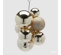 EDG Enzo De Gasperi Addobbo di Natale Grappolo MirrorMix 10 Pz Champagne