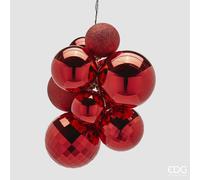 EDG Enzo De Gasperi Addobbo di Natale Grappolo MirrorMix 10 Pz Red