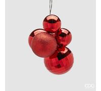 EDG Enzo De Gasperi Addobbo di Natale Grappolo MirrorMix 5 Pz Red