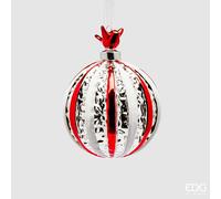 EDG Enzo De Gasperi Addobbo di Natale Palla a Righe Mix D 9 Cm White Red