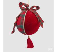 EDG Enzo De Gasperi Addobbo di Natale Palla Tartan H 21 Cm D 12 Cm Green Red