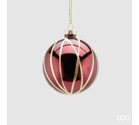 EDG Enzo De Gasperi Addobbo di Natale Palla Vetro Righe D 8 Cm Burgundy