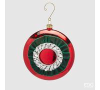 EDG Enzo De Gasperi Addobbo Medaglione di Natale Strass D 12 Cm L 5 Cm Vetro Red