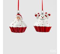 EDG Enzo De Gasperi Addobbo Natale Cupcake H 8 Cm D 7,5 Cm Bianco Rosso 1Pz