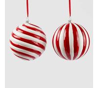 EDG Enzo De Gasperi Addobbo Natale Palla Candy D 10 Cm Bianco Rosso 1Pz