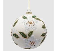 EDG Enzo De Gasperi Addobbo Natale Palla Fiore Vetro D 12 Cm White Green 1 Pz