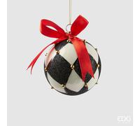 EDG Enzo De Gasperi Addobbo Natale Palla Scacchi Vetro D 8 Cm White Black 1 Pz