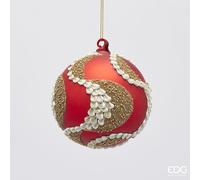 EDG Enzo De Gasperi Addobbo Natale Palla Vetro Pavoni D 10 Cm Rosso 1 Pz