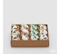 EDG Enzo De Gasperi Addobbo Palla di Natale Decomix Vetro Ass. D 3 Cm Cf 12 Pz Bianco Verde