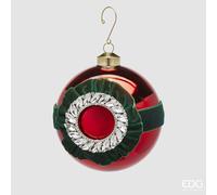 EDG Enzo De Gasperi Addobbo Palla di Natale Strass D 12 Cm Vetro Red